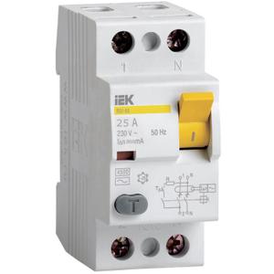 Дифференциальный выключатель (УЗО) 2П 25А 300мА ВД1-63 IEK